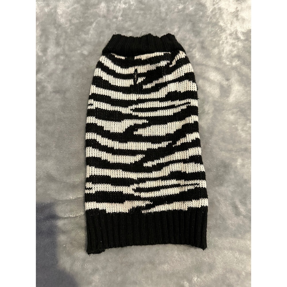 Unbranded Dog Sweater S Black White Zebra Print Knit Pet Apparel 7207
